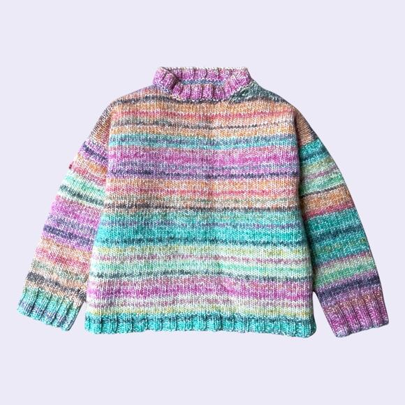 Unbranded Multicolor Stripe Sweater, Size 3T, Purple Green - Picture 1 of 6